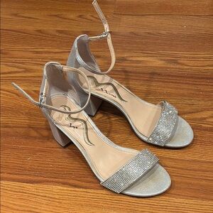 Nina Silver Heels with Rhinestone Detail